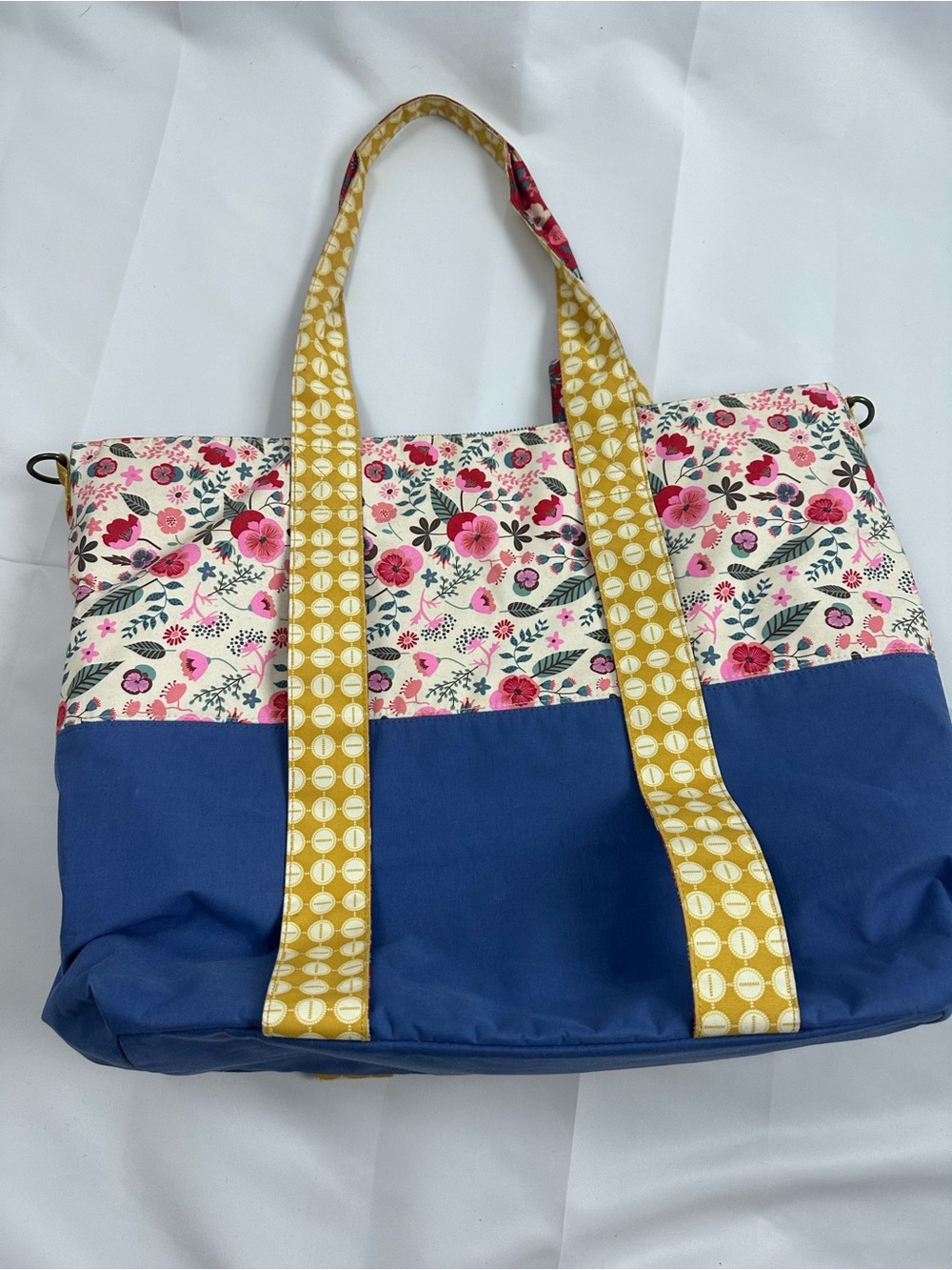 Matilda Jane Navy & Pink Floral Tote with Yellow Handles